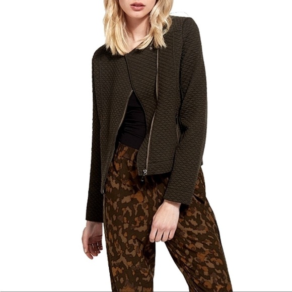 NWT Lyssé Devoe Quilted Tailored Moto Jacket Heather Black Large - Picture 3 of 16